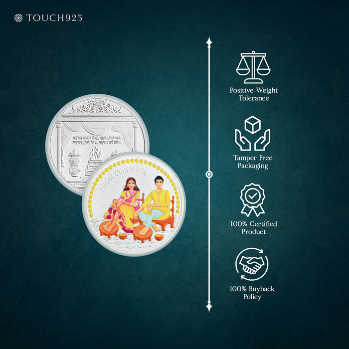 10g Haldi Ceremony Pure 999 Silver Coin