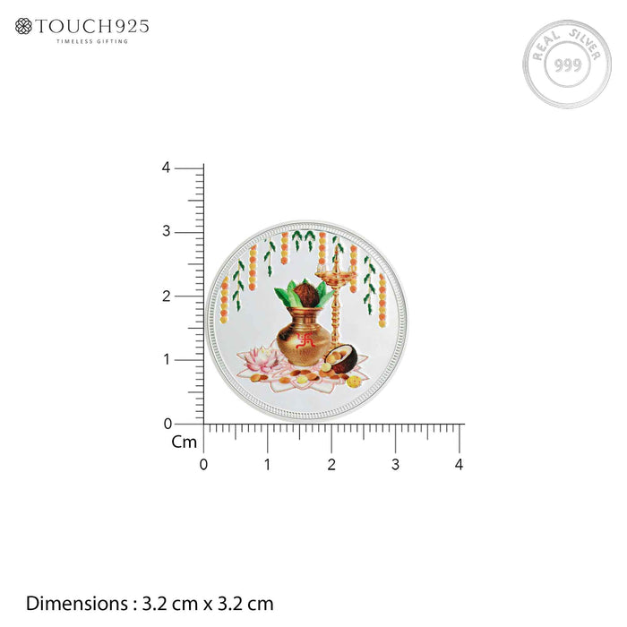 10g Kalash & Diya Pure 999 Silver Coin