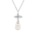 18k White Gold Diamond & Pearl Pendant