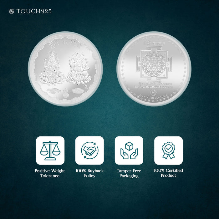 20g Ganesh and Lakshmi 999 Silver Coin