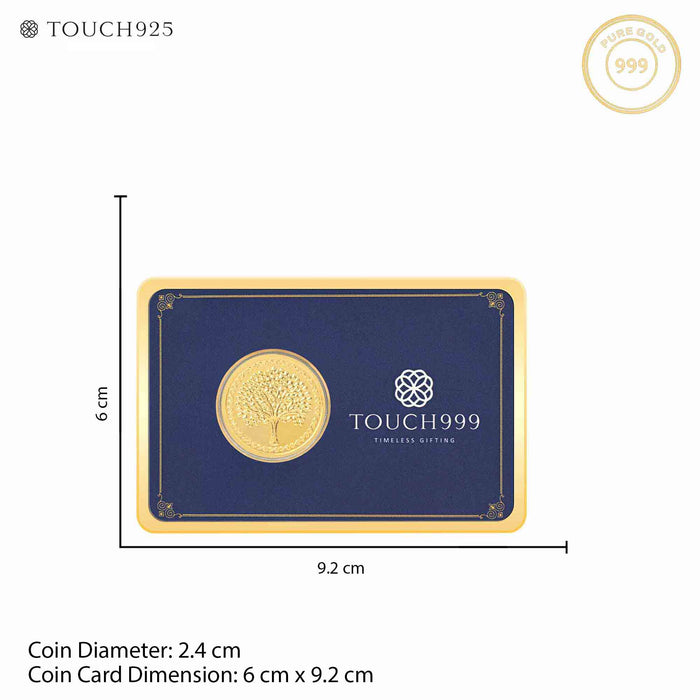 24K (999) Pure 200 mg Tree Gold Coin