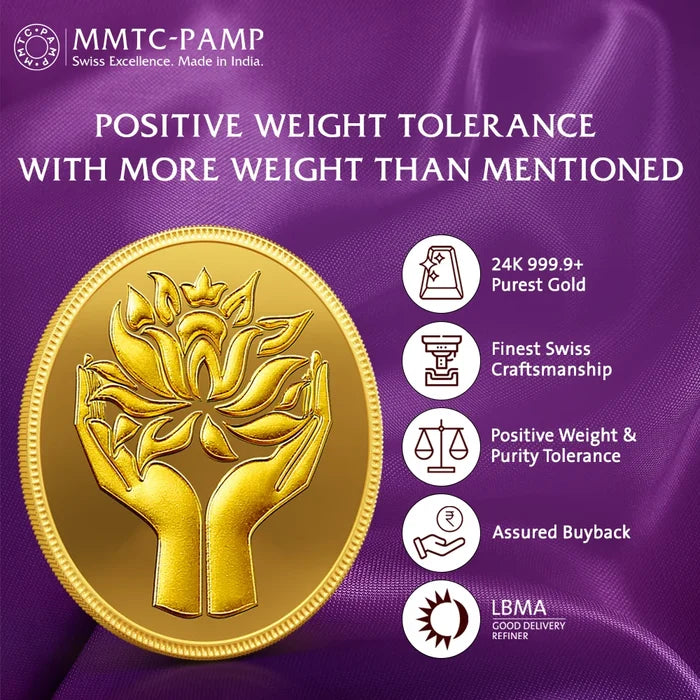 24K (999.9+) Purest 0.5 gm Lotus Gold Coin