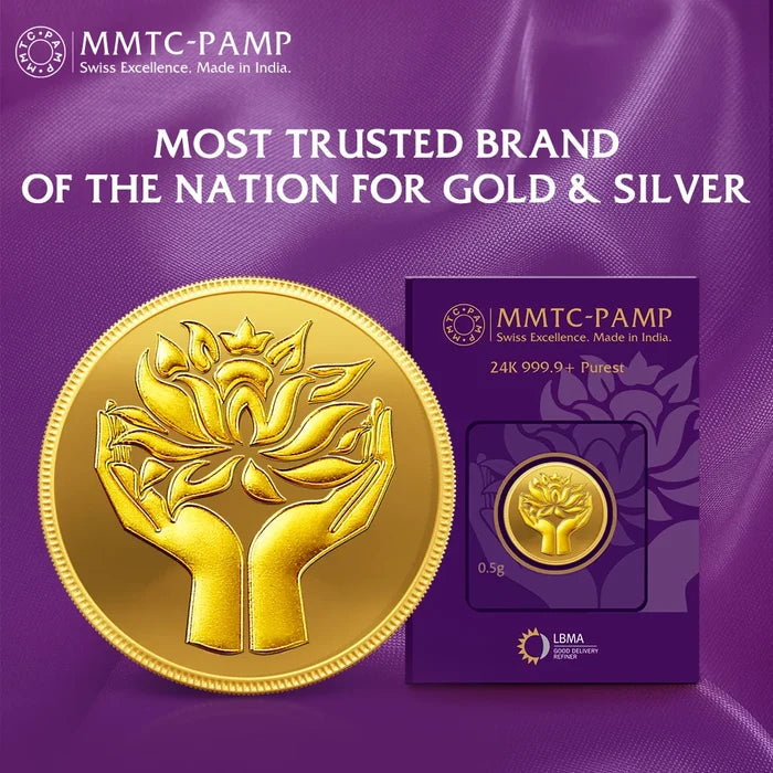 24K (999.9+) Purest 0.5 gm Lotus Gold Coin