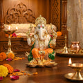 24K Gold Plated Lotus Ganesha Idol