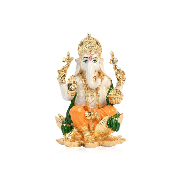 24K Gold Plated Lotus Ganesha Idol