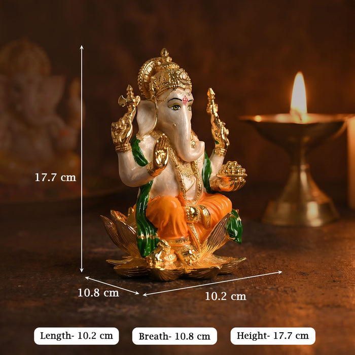 24K Gold Plated Lotus Ganesha Idol