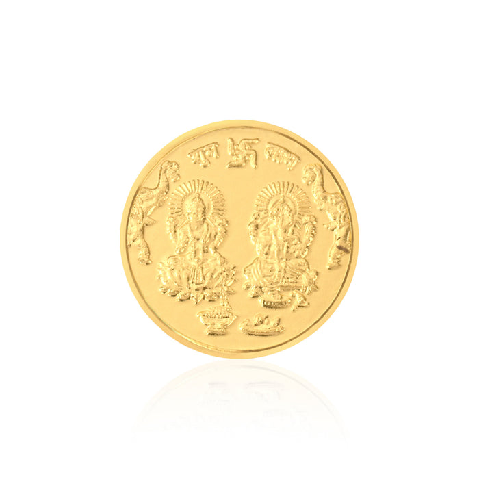 24K Pure 50 mg Lakshmi Ganesha Gold Coin