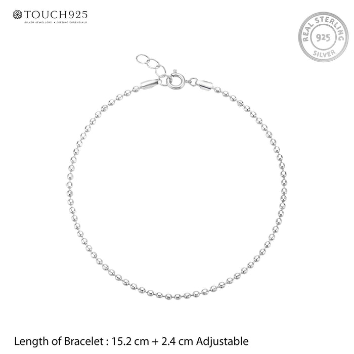 925 Silver Ball Chained Bracelet