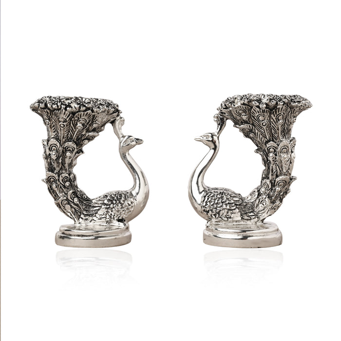 999 Silver Designer Peacock Candle Holder