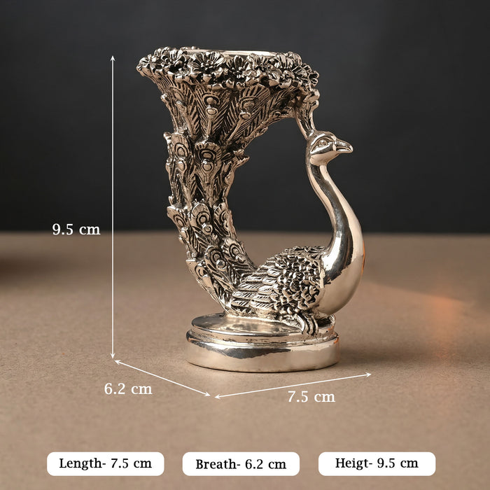 999 Silver Designer Peacock Candle Holder
