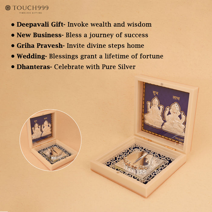 999 Silver Divya Lakshmi Ganesh Idol Gift Box