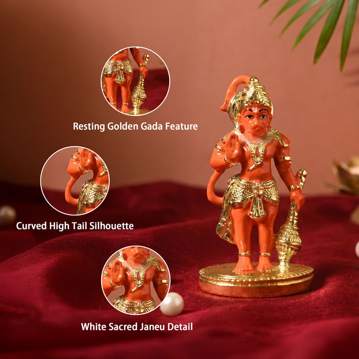 999 Silver Gold-Finish Hanuman Idol