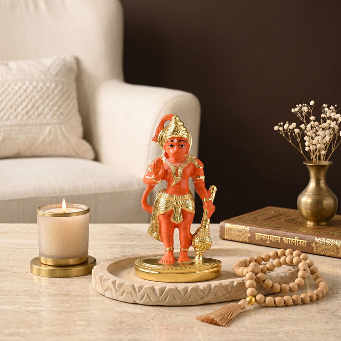 999 Silver Gold-Finish Hanuman Idol