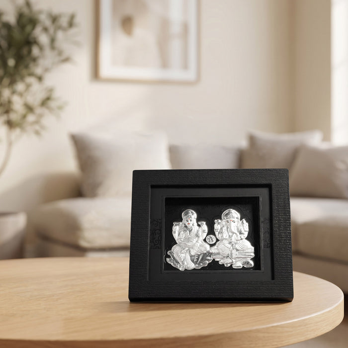 999 Silver Lakshmi Ganesh Blessings Idol Frame