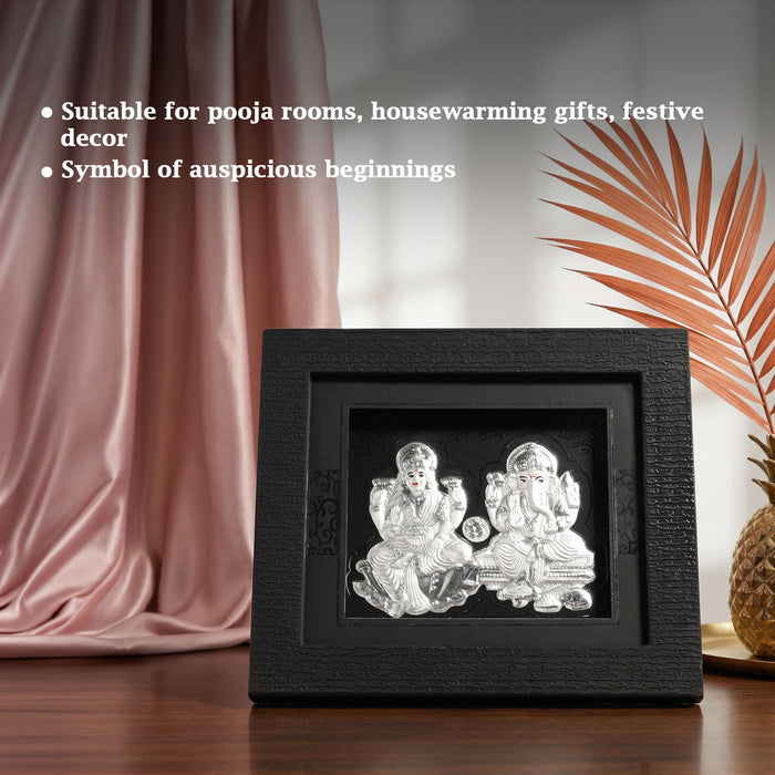 999 Silver Lakshmi Ganesh Blessings Idol Frame