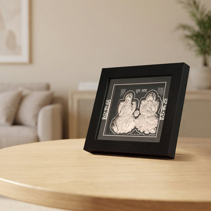 999 Silver Lakshmi Ganesh Blessings Idol Frame