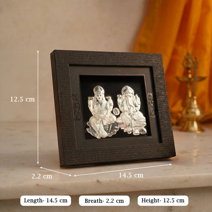 999 Silver Lakshmi Ganesh Blessings Idol Frame