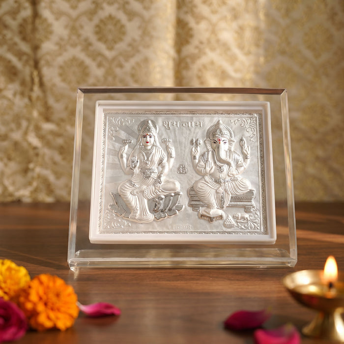 999 Silver Lakshmi Ganesh Idol Frame