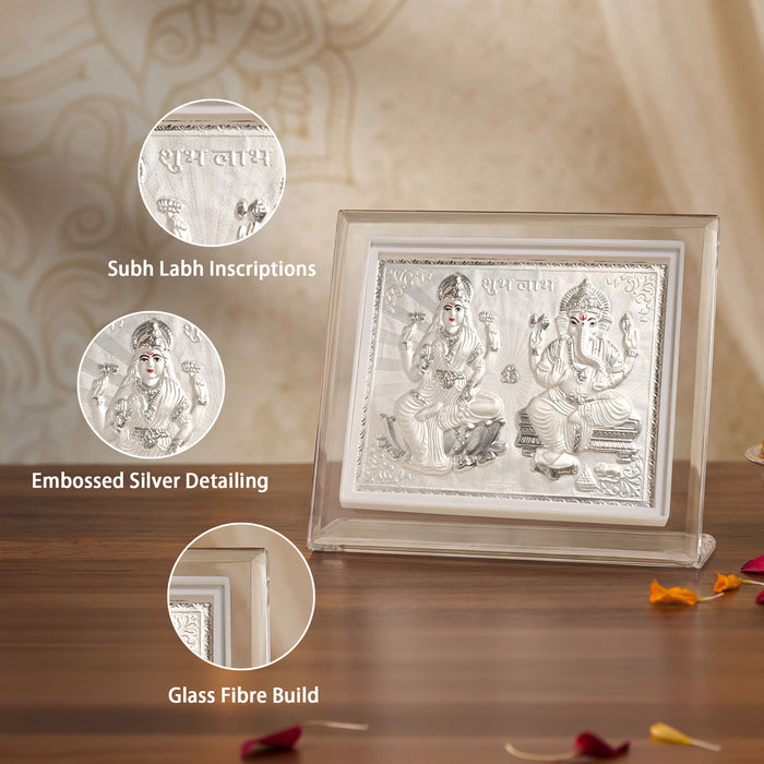 999 Silver Lakshmi Ganesh Idol Frame