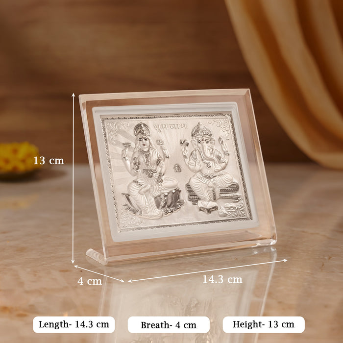 999 Silver Lakshmi Ganesh Idol Frame