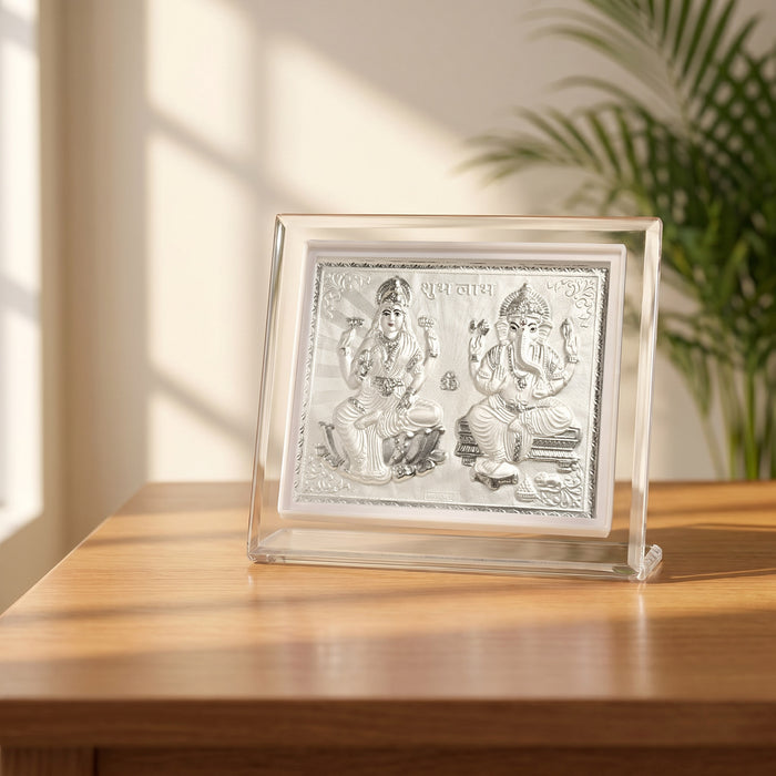 999 Silver Lakshmi Ganesh Idol Frame