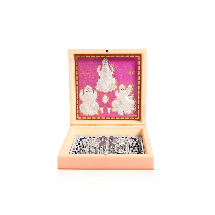 999 Silver Lakshmi Ganesh Saraswati Idol Gift Box