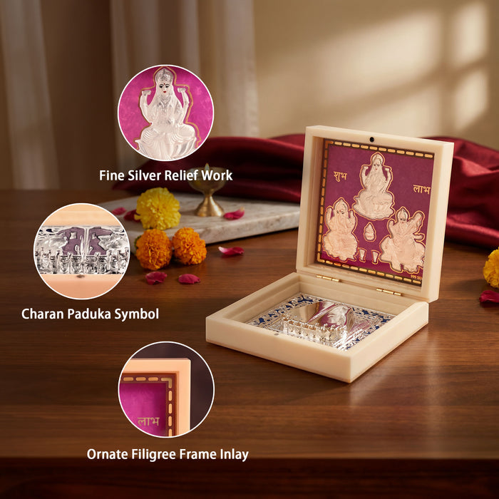 999 Silver Lakshmi Ganesh Saraswati Idol Gift Box