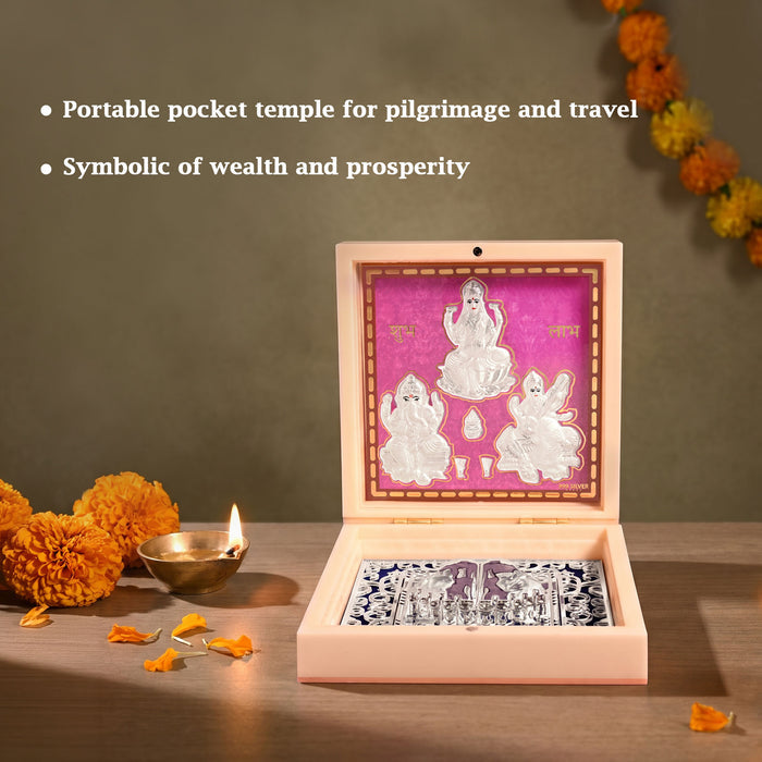 999 Silver Lakshmi Ganesh Saraswati Idol Gift Box