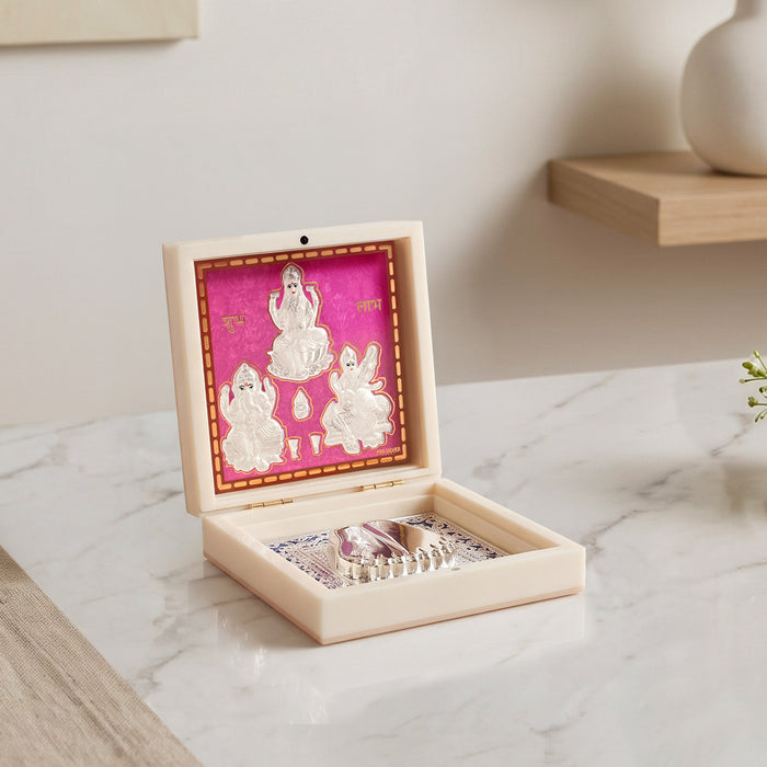 999 Silver Lakshmi Ganesh Saraswati Idol Gift Box