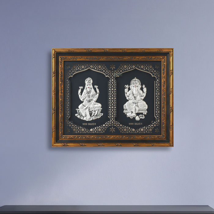 999 Silver Lakshmi Ganesh Wall Frame