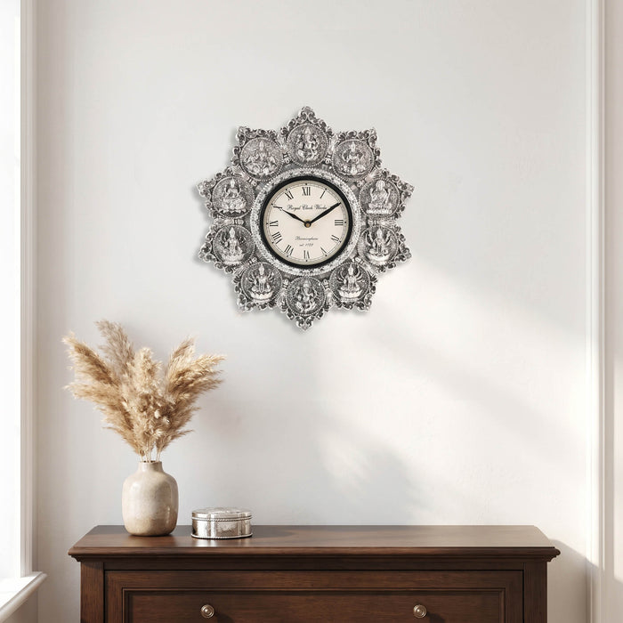 999 Silver Plated Ashtalakshmi Clock