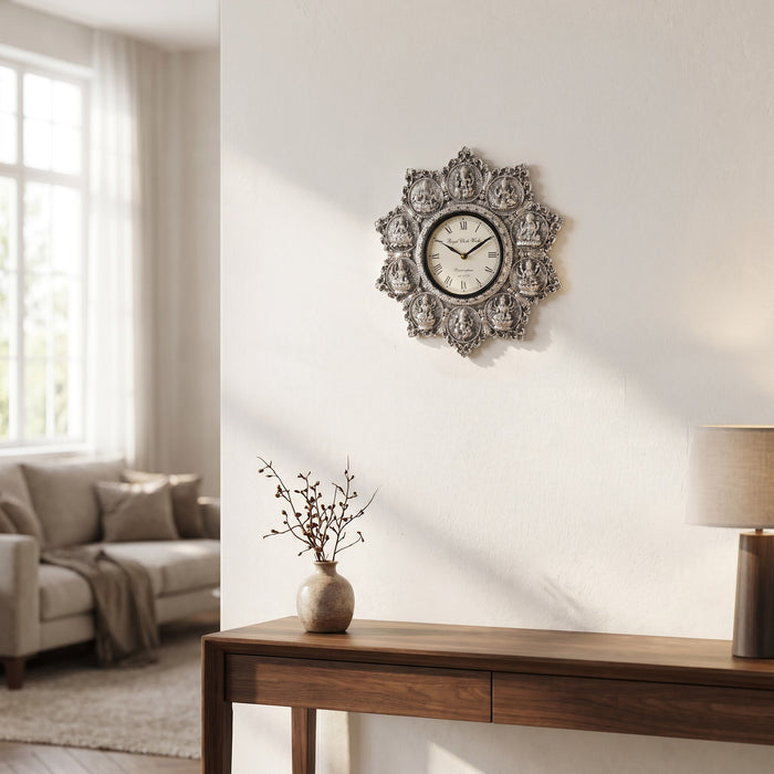999 Silver Plated Ashtalakshmi Clock
