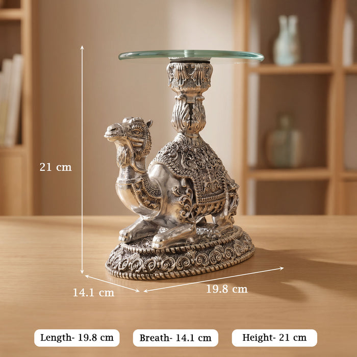 999 Silver Plated Camel Glass Tray