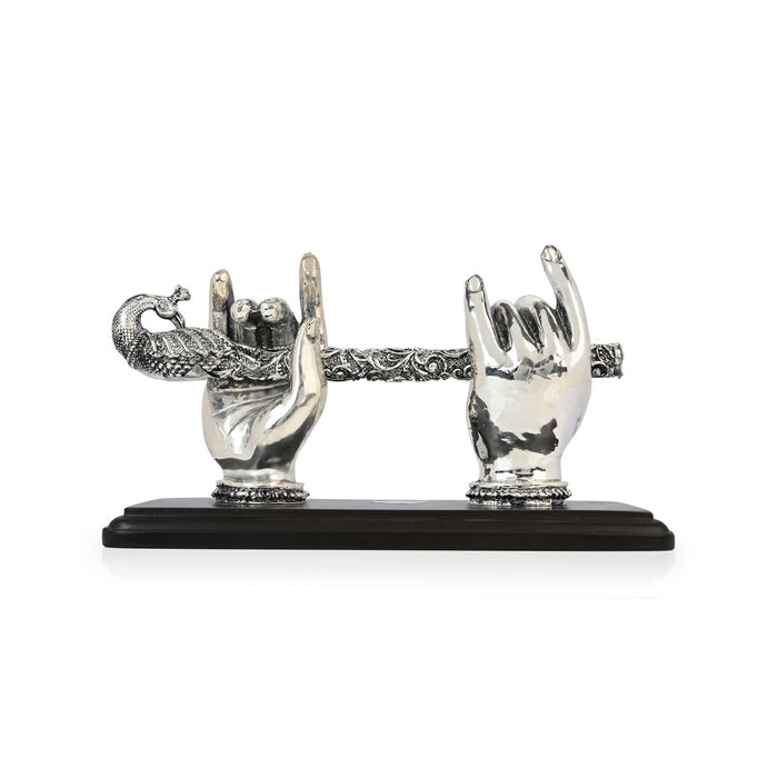 999 Silver Plated Krishna Bansuri Figurine