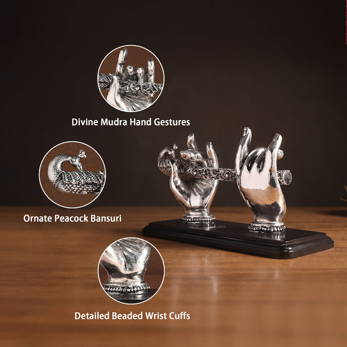 999 Silver Plated Krishna Bansuri Figurine
