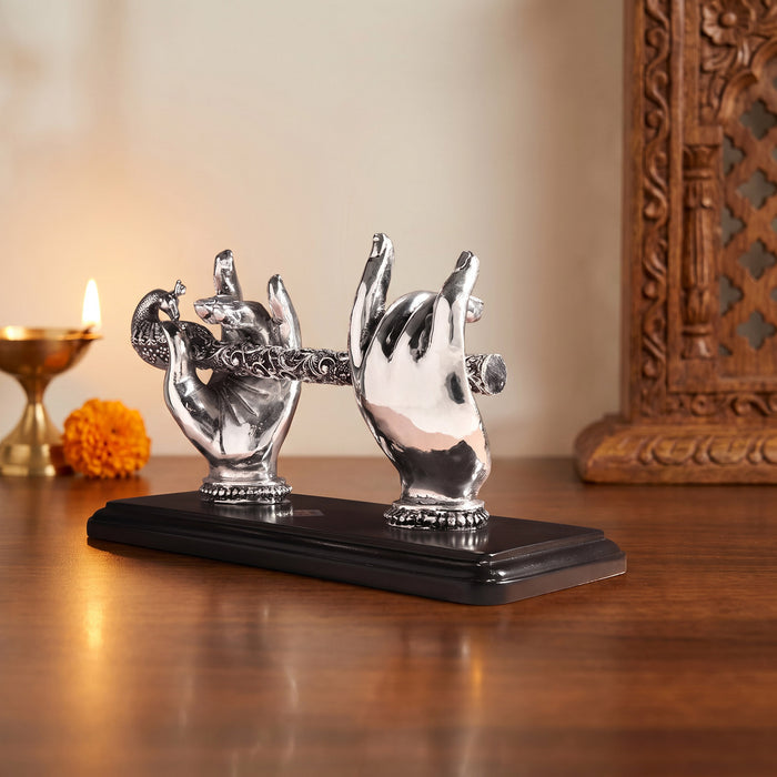 999 Silver Plated Krishna Bansuri Figurine