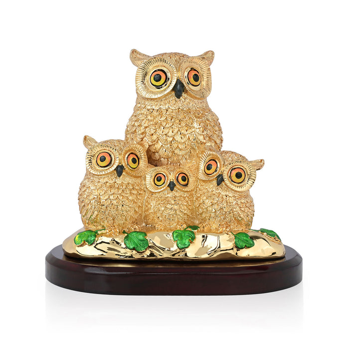 999 Silver Plated Owl Family Figurine