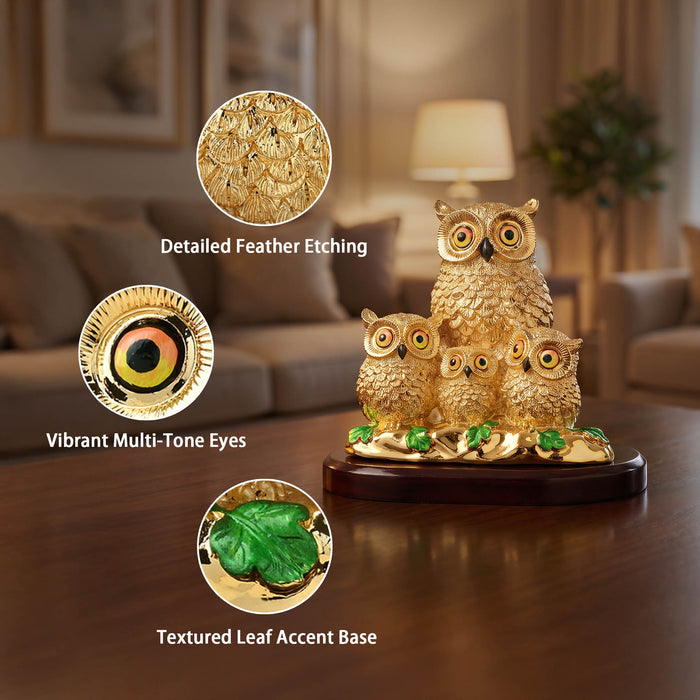 999 Silver Plated Owl Family Figurine