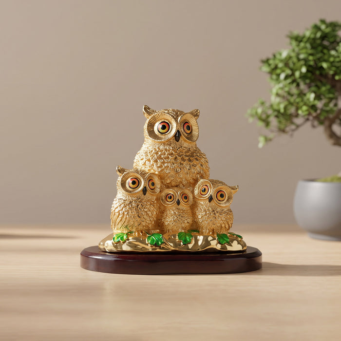 999 Silver Plated Owl Family Figurine