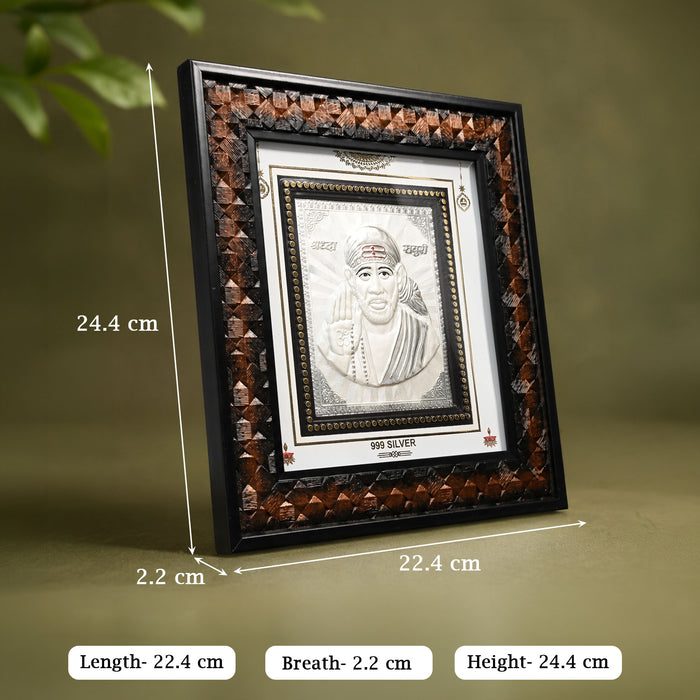 999 Silver Sai Baba Wall Frame