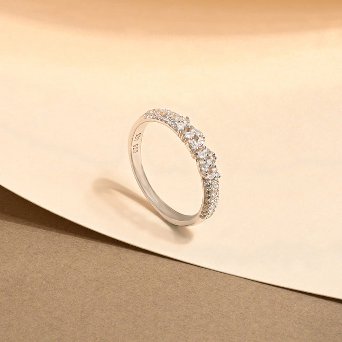 Baguette Scatter Silver Ring