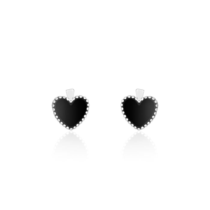 Beaded Edge Heart Stud Earrings
