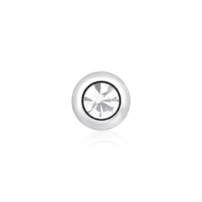 Bezel Round Zircon Silver Stud Earring