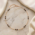 Black Beaded Silver Anklet