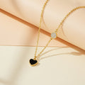 Black Heart Pavé Disc Necklace