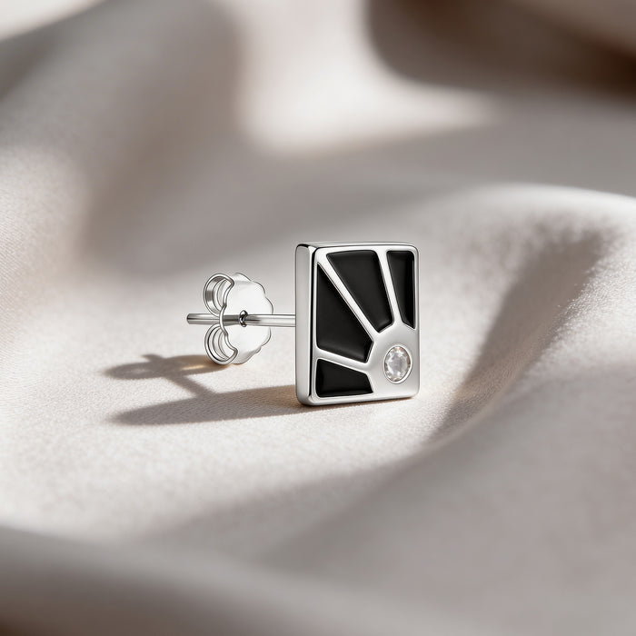 Black Sunburst Enamel Stud