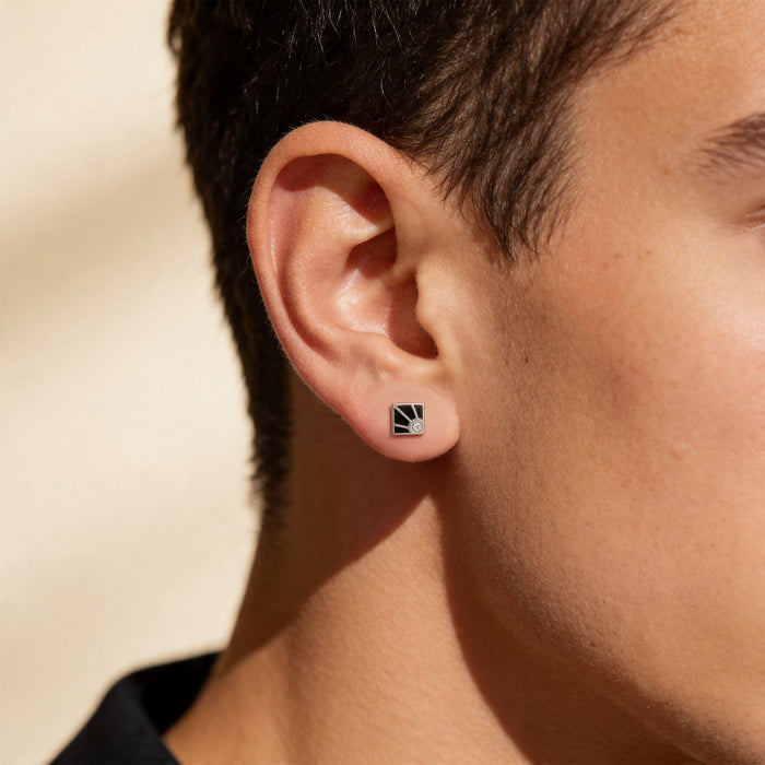 Black Sunburst Enamel Stud