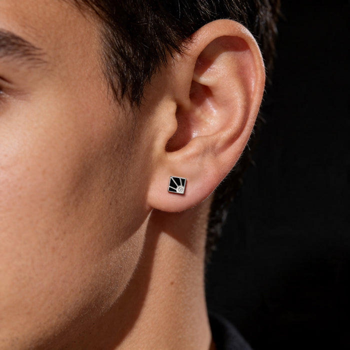 Black Sunburst Enamel Stud