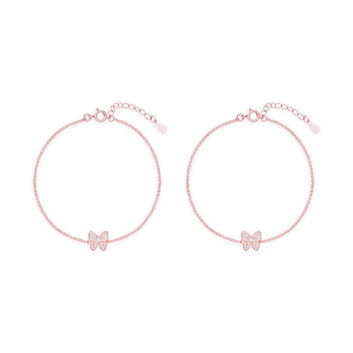 Butterfly CZ Silver Anklet