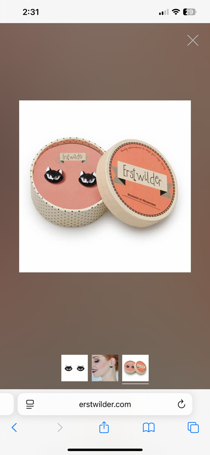 Carla The Black Cat Stud Earrings - Erstwilder Fan Favorites (2017)